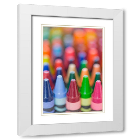 Endless Crayons II White Modern Wood Framed Art Print with Double Matting by Mahan, Kathy