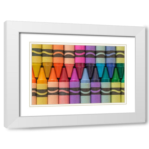 Crayons of a Rainbow I White Modern Wood Framed Art Print with Double Matting by Mahan, Kathy