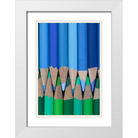 Colored Pencils I White Modern Wood Framed Art Print with Double Matting by Mahan, Kathy