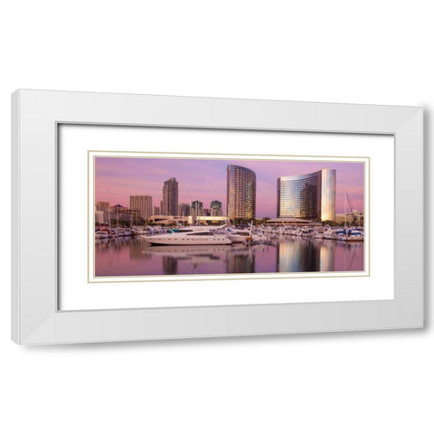 San Diego Waterfront I White Modern Wood Framed Art Print with Double Matting by Mahan, Kathy