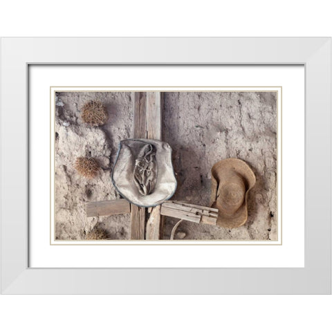 Cowboy Hats II White Modern Wood Framed Art Print with Double Matting by Mahan, Kathy