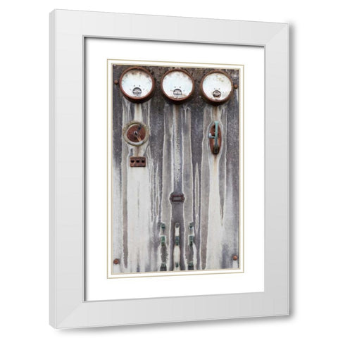 Old Electrical Panel II White Modern Wood Framed Art Print with Double Matting by Mahan, Kathy