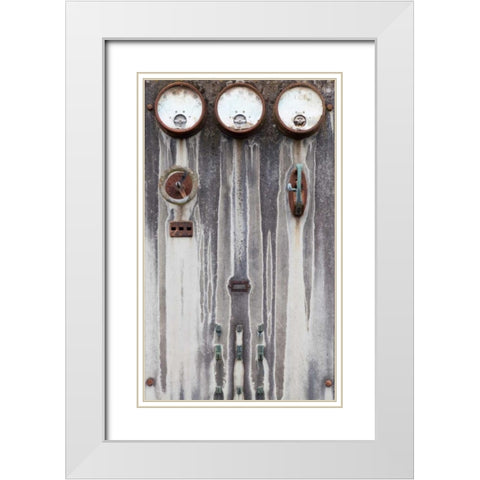 Old Electrical Panel II White Modern Wood Framed Art Print with Double Matting by Mahan, Kathy