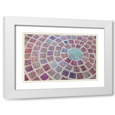 Circular Bricks White Modern Wood Framed Art Print with Double Matting by Mahan, Kathy