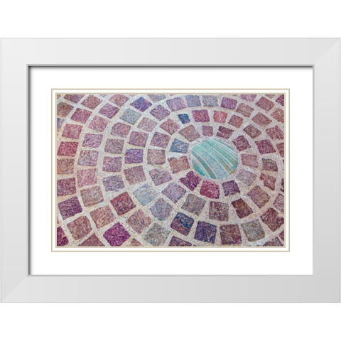 Circular Bricks White Modern Wood Framed Art Print with Double Matting by Mahan, Kathy
