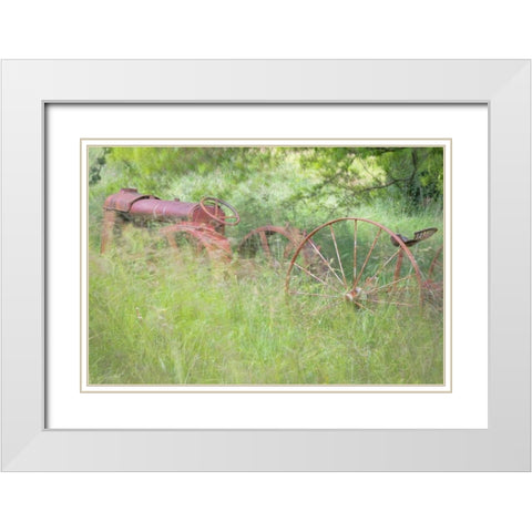 Old Tractor II White Modern Wood Framed Art Print with Double Matting by Mahan, Kathy