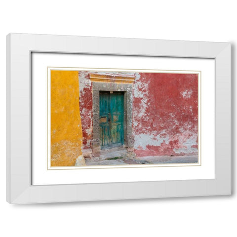 Colorful Door White Modern Wood Framed Art Print with Double Matting by Mahan, Kathy