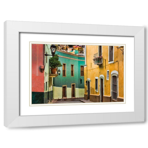 Colorful Street I White Modern Wood Framed Art Print with Double Matting by Mahan, Kathy