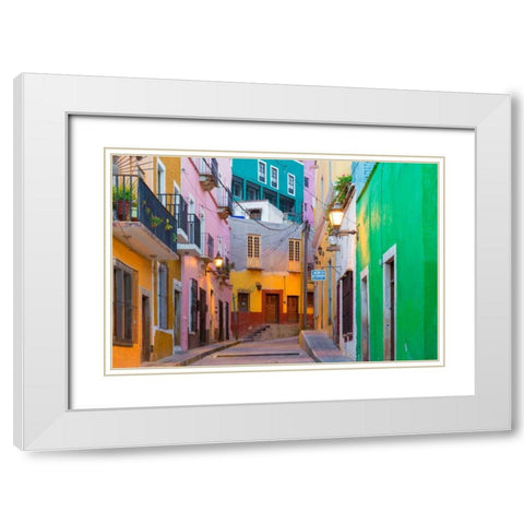 Colorful Street II White Modern Wood Framed Art Print with Double Matting by Mahan, Kathy