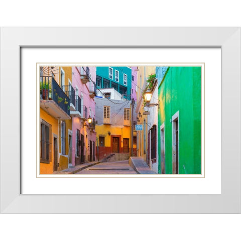 Colorful Street II White Modern Wood Framed Art Print with Double Matting by Mahan, Kathy