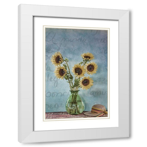 Sunflowers I White Modern Wood Framed Art Print with Double Matting by Mahan, Kathy