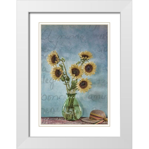 Sunflowers I White Modern Wood Framed Art Print with Double Matting by Mahan, Kathy
