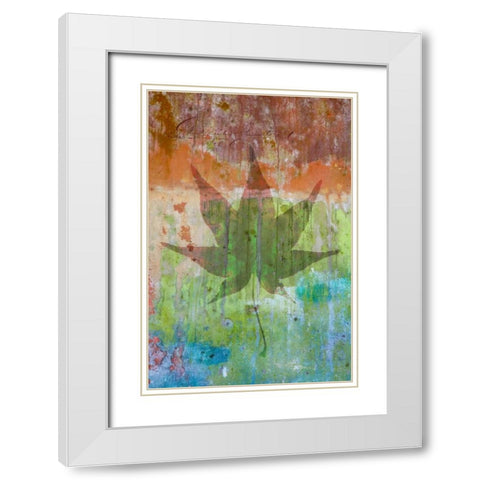 Maple Leaf I White Modern Wood Framed Art Print with Double Matting by Mahan, Kathy
