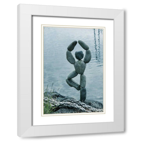 Art with Rocks I White Modern Wood Framed Art Print with Double Matting by Mahan, Kathy
