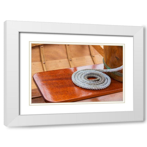On the Boat II White Modern Wood Framed Art Print with Double Matting by Mahan, Kathy