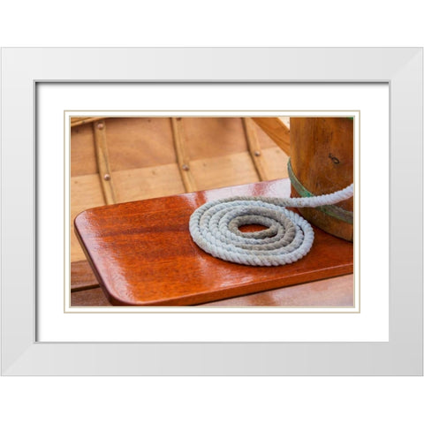 On the Boat II White Modern Wood Framed Art Print with Double Matting by Mahan, Kathy