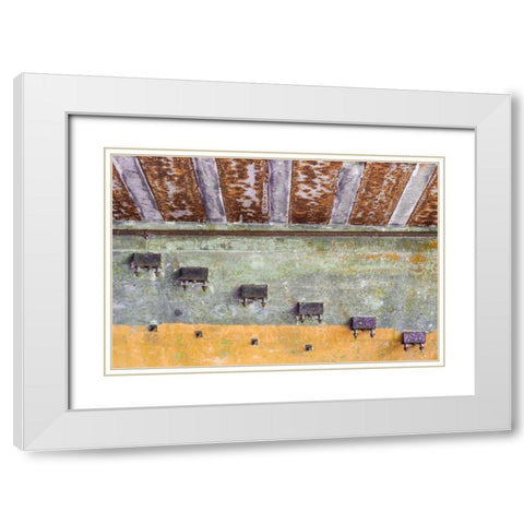Abstract Paint IV White Modern Wood Framed Art Print with Double Matting by Mahan, Kathy
