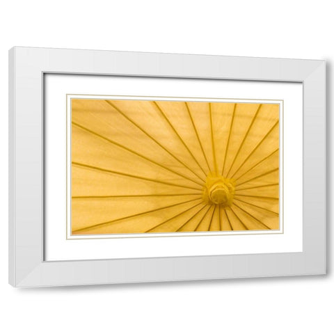 Yellow Umbrella White Modern Wood Framed Art Print with Double Matting by Mahan, Kathy
