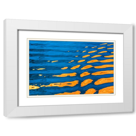 Gold and Blue II White Modern Wood Framed Art Print with Double Matting by Mahan, Kathy