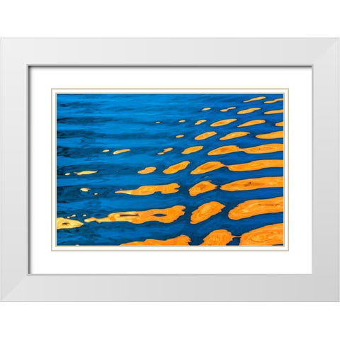 Gold and Blue II White Modern Wood Framed Art Print with Double Matting by Mahan, Kathy