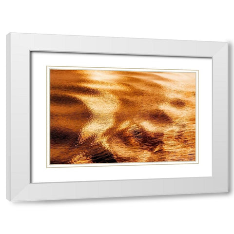 Golden Water I White Modern Wood Framed Art Print with Double Matting by Mahan, Kathy