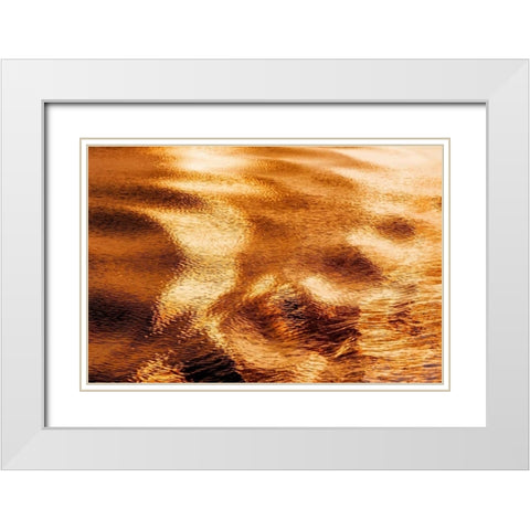Golden Water I White Modern Wood Framed Art Print with Double Matting by Mahan, Kathy