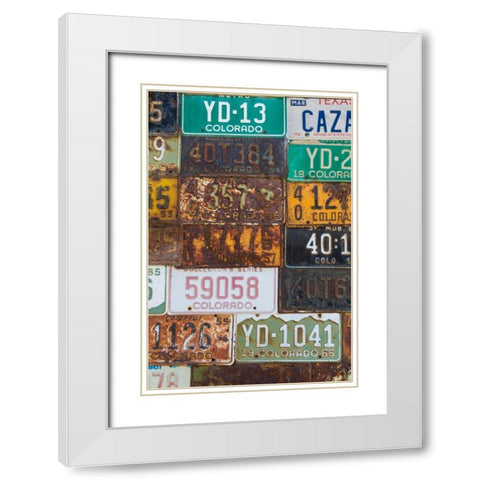 License Plates II White Modern Wood Framed Art Print with Double Matting by Mahan, Kathy