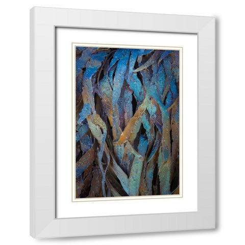 Sculptural Metal V White Modern Wood Framed Art Print with Double Matting by Mahan, Kathy