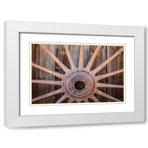 Wagon Wheel I White Modern Wood Framed Art Print with Double Matting by Mahan, Kathy