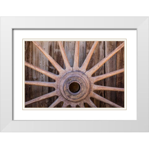 Wagon Wheel I White Modern Wood Framed Art Print with Double Matting by Mahan, Kathy