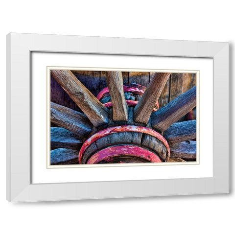 Wagon Wheel II White Modern Wood Framed Art Print with Double Matting by Mahan, Kathy