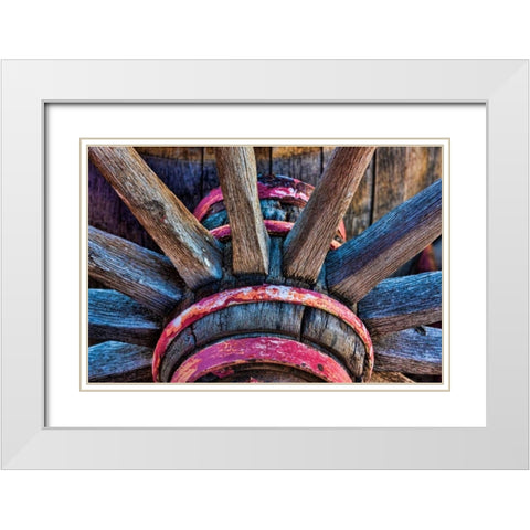 Wagon Wheel II White Modern Wood Framed Art Print with Double Matting by Mahan, Kathy