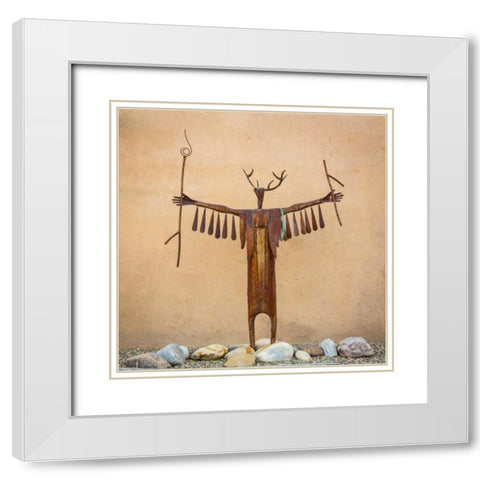 Garden Sculpture White Modern Wood Framed Art Print with Double Matting by Mahan, Kathy