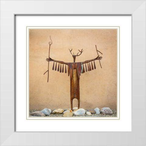 Garden Sculpture White Modern Wood Framed Art Print with Double Matting by Mahan, Kathy
