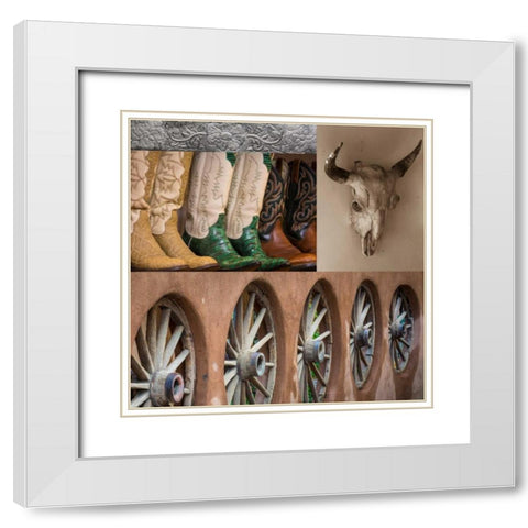 Southwest Collage I White Modern Wood Framed Art Print with Double Matting by Mahan, Kathy