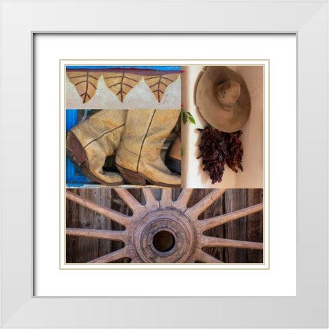 Southwest Collage II White Modern Wood Framed Art Print with Double Matting by Mahan, Kathy