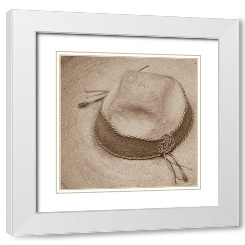 Cowboy Hat White Modern Wood Framed Art Print with Double Matting by Mahan, Kathy
