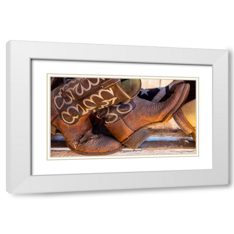 Cowboy Boots I White Modern Wood Framed Art Print with Double Matting by Mahan, Kathy