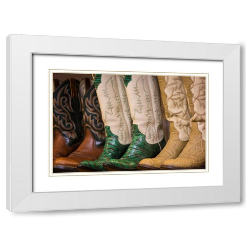 Cowboy Boots II White Modern Wood Framed Art Print with Double Matting by Mahan, Kathy