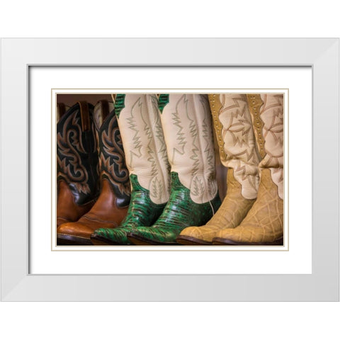 Cowboy Boots II White Modern Wood Framed Art Print with Double Matting by Mahan, Kathy