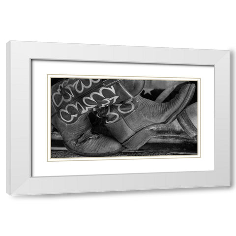Cowboy Boots BW I White Modern Wood Framed Art Print with Double Matting by Mahan, Kathy