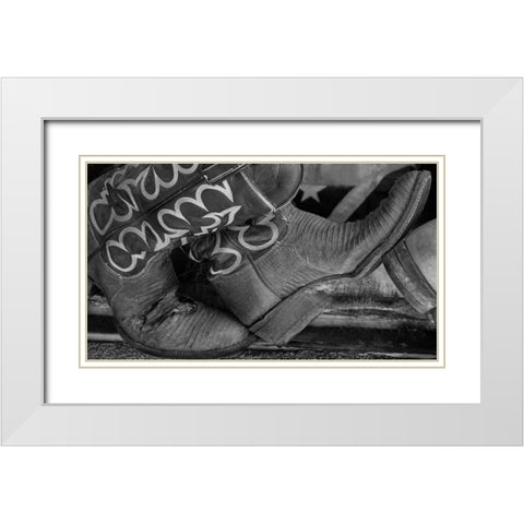 Cowboy Boots BW I White Modern Wood Framed Art Print with Double Matting by Mahan, Kathy