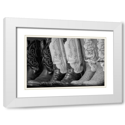 Cowboy Boots BW II White Modern Wood Framed Art Print with Double Matting by Mahan, Kathy
