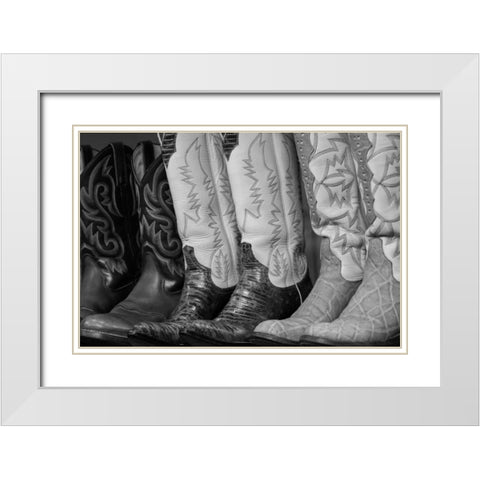 Cowboy Boots BW II White Modern Wood Framed Art Print with Double Matting by Mahan, Kathy