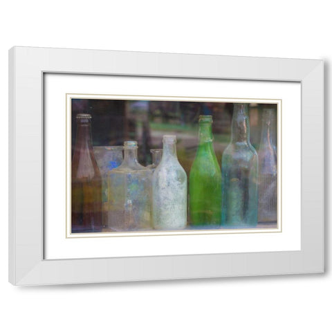 Old Bottles II White Modern Wood Framed Art Print with Double Matting by Mahan, Kathy