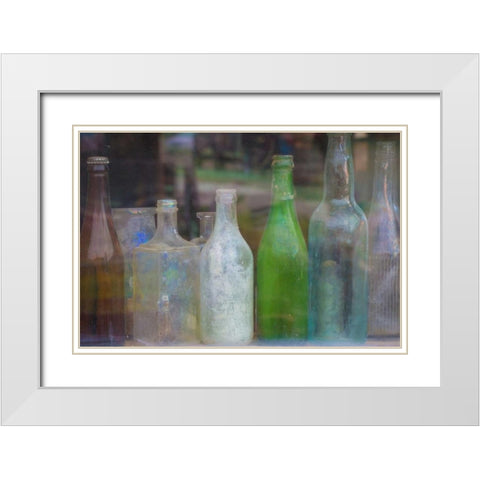 Old Bottles II White Modern Wood Framed Art Print with Double Matting by Mahan, Kathy