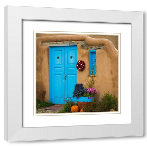 Blue Door I White Modern Wood Framed Art Print with Double Matting by Mahan, Kathy