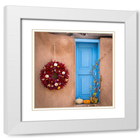 Blue Door II White Modern Wood Framed Art Print with Double Matting by Mahan, Kathy
