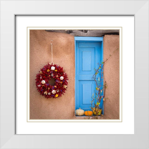 Blue Door II White Modern Wood Framed Art Print with Double Matting by Mahan, Kathy