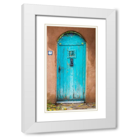 Blue Door III White Modern Wood Framed Art Print with Double Matting by Mahan, Kathy